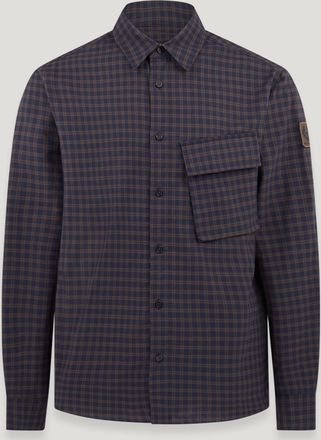 Belstaff Scale Shirt Mens Brushed Cotton Dark Ink / Major Brown Size 2XL