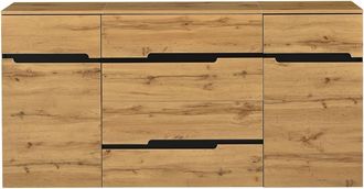 Urban Meuble Aparador bajo 160 cm madera y negro con 4 cajones y 2 puertas