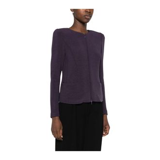 Emporio Armani Chaqueta de punto texturizado con cremallera - Jackets - Mujer - P&uacute;rpura - 2XS