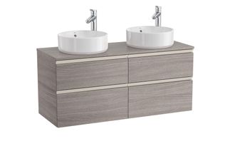 Roca Roca - Mueble Base De 4 Cajones Para 2 Lavabos De Sobre Encimera The Gap Color: Roble City Texturizado