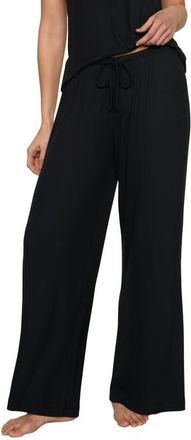 Eberjey Dream Rib Wide Leg Pants in Black at Nordstrom, Size X-Large