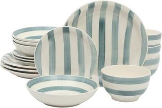 Gibson Home Kenwood Shores 16 Piece Stoneware Plates and Bowls Dinnerware Set in Blue/white at Nordstrom