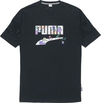 Puma (WMNS) PUMA Casual Sports Alphabet Printing Short Sleeve Black 597473-01