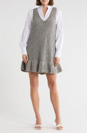 Cinq &agrave; Sept Greyson Twofer Minidress in Heather Grey/White at Nordstrom Rack, Size Xx-Small