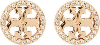 Tory Burch Icon Pav&eacute; 18kt Gold-plated Stud Earrings - One Size