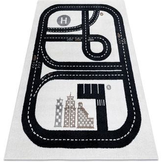 RugsX Alfombra Fun Track Para Ni&ntilde;os, Calle, Pueblo Crema Beige 180x270 Cm