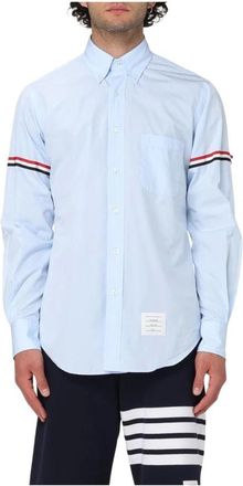Thom Browne Casual Shirts, male, Blue, M, Oxford Shirt Grosgrain Detail