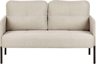 Beliani Upholstered Bench 2 Seater LAHTI Fabric Light Beige