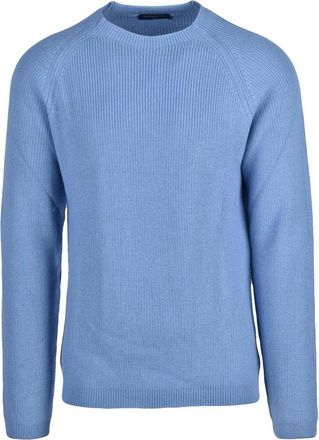 Daniele Fiesoli Maglione Girocollo Cannettato - Heren - Ronde hals truien - Blauw - XL - Wol - Truien & Vesten