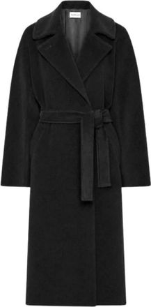 Marella Chaqueta Larga de Cuero con Cintur&oacute;n - Coats - Mujer - Negro - M