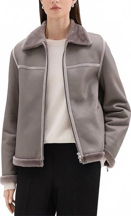 Theory Shearling Spread Collar Jacket In Gray