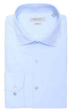Perry Ellis Step Twill Slim Fit Solid Dress Shirt in Azzuro at Nordstrom Rack, Size 15 - 34/35