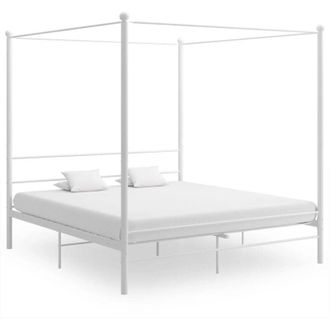 vidaXL Letto a Baldacchino Bianco in Metallo 200x200 cm - Vidaxl