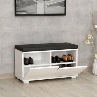 Homemania Scarpiera con pouff Dragoshoe bianco nero