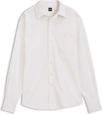 BOSS Relaxed-fit blouse in striped cotton poplin