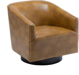 Comfort Pointe Gaven Camel Wood Base Swivel Chair