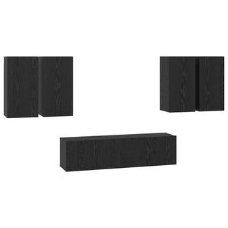 Berkfield Home TV Cabinet Set 6 pcs Black oak 60 x 30 x 30 cm Engineered wood