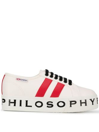 Philosophy di Lorenzo Serafini x Superga panelled sneakers - women - Cotton/Rubber/Polyurethane - 35 - White