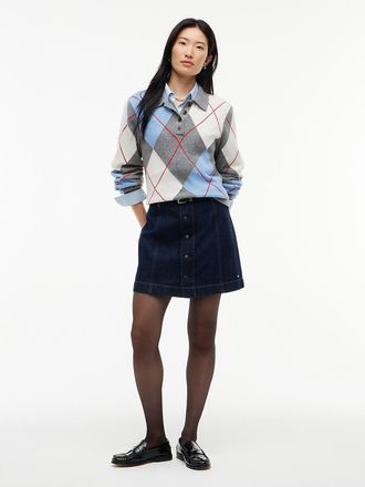 Tommy Hilfiger Womens Button-Front Denim Mini Skirt - Rinse - 10
