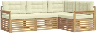 vidaXL Conjunto De Sof&aacute;s De Exterior 5 Uds. Blanco Y Crema Poli&eacute;ster Vidaxl