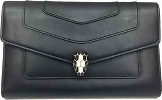 Bulgari Black Leather Long Wallet (Bi-Fold) (Pre-Owned)