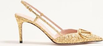 Valentino Garavani VLogo Signature Slingback Pumps In Cloqu&eacute; Jacquard Fabric 80mm Wo