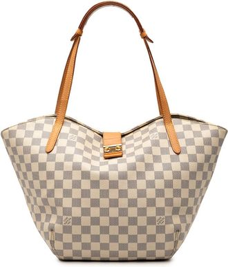 Louis Vuitton Damier Azur White Leather Pvc Shoulder Bag Tote Bag (Pre-Owned)