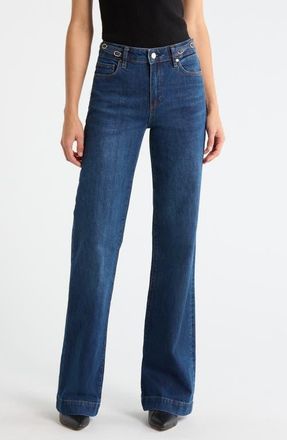 Paige Leenah Waist Buckle Wide Leg Jeans in Technique at Nordstrom, Size 23
