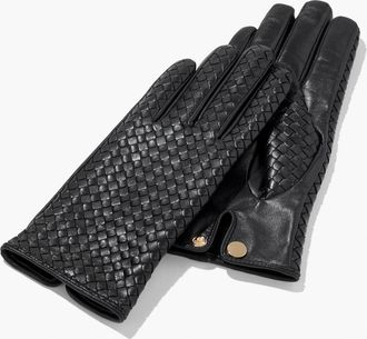 Talbots Woven Leather Gloves - Black - Medium Talbots