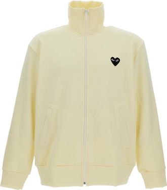 Comme Des Gar&ccedil;ons High-Neck Zipped Sweatshirt with Heart Print