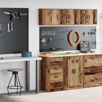Berkfield Home Garage Cabinets 2 pcs Old Wood Engineered Wood in Brown