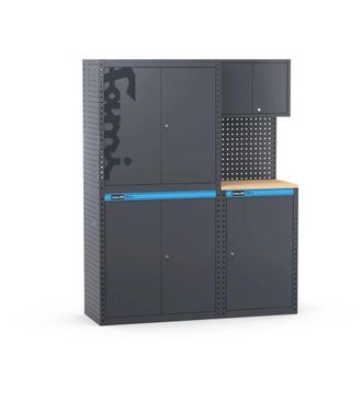 OEM Arredamento Modulare Per Officina Fami linea 391 Con Armadi Anta A Battente In Lamiera Antracite 152x49,5x190 Cm