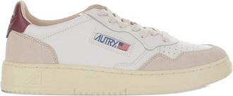 Autry Medalist Low Sneakers In White And Burgundy Suede And Leather Shoes