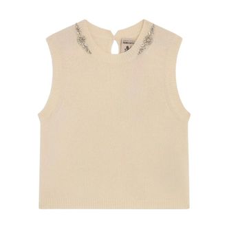 Semicouture Cashmere Knitwear, female, Beige, Size: M Crewneck Gilet