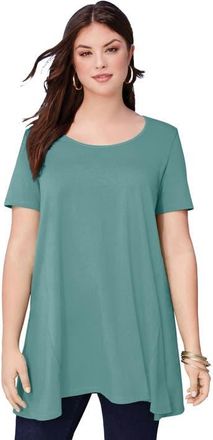 Roaman's Plus Size Cotton Ultimate Scoopneck Swing Tunic in Cool Sage at Nordstrom, Size 12