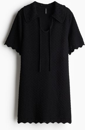 H&M Kleid in Pointellestrick - Schwarz
