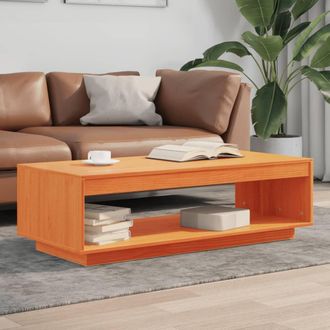 vidaXL Vidaxl - Mesa De Centro Madera Maciza De Pino Marr&oacute;n Cera 110x50x33,5 Cm