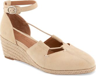 Gentle Souls Ori Ankle Strap Platform Wedge Espadrille in Soybean Suede at Nordstrom, Size 7.5