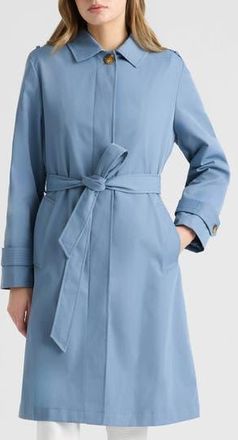 Ellen Tracy Belted Canvas Trench Coat in Dusty Blue at Nordstrom Rack, Size X-Large