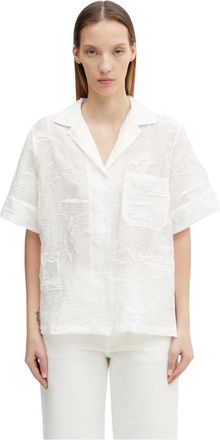 Maison Kitsun&eacute; Overhemden, Dames, Wit, S, Linnen, Parisian Map Sheer Resort Shirt