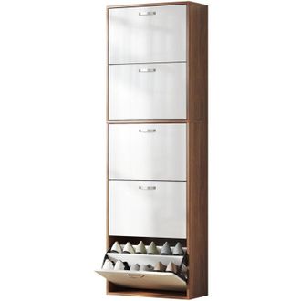 HOMCOM Homcom - Mobile Scarpiera Salvaspazio in Legno a 5 Livelli per 30 Paia di Scarpe