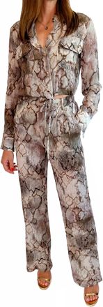 Karina Grimaldi Snake Willow Print Pants In Natural