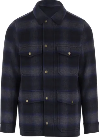 Woolrich Multi Check Pattern Wool-Blend Flap Pockets Shirt