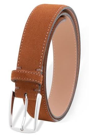 M Made in Italy Italian Suede Leather Belt in Cognac at Nordstrom Rack, Size 36