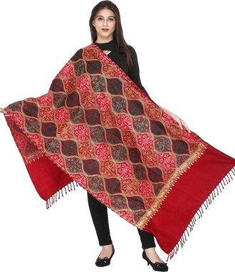 World of Shawls Beautiful Hand Embroidery Luxury Shawl to make you feel and look Beautiful and Elegant. (Maroon)