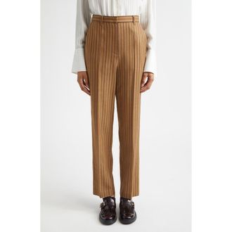 EENK Stripe Wool Blend Straight Leg Pants in Beige Virgin Wool Blend at Nordstrom Rack, Size X-Small