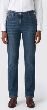 Brunello Cucinelli Jeans skinny a vita bassa in denim con monile