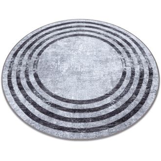 RugsX Rugsx - Alfombra Lavable Miro 51231.806 Circulo L&iacute;neas Antideslizante - Gris / Negro Grey Circulo 160 Cm
