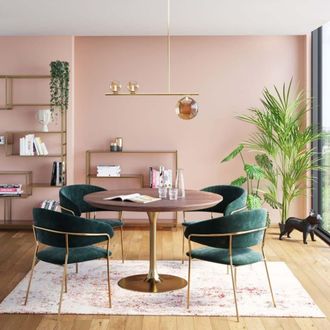 Kare Design Mesa de comedor redonda para 6 personas en nogal y dorado &oslash;120cm