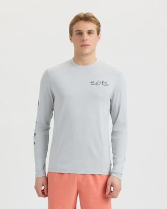 Salt Life Liquid Depth Badge Long Sleeve SLX Performance Tee in Mist Grey Heather at Nordstrom, Size Xx-Large